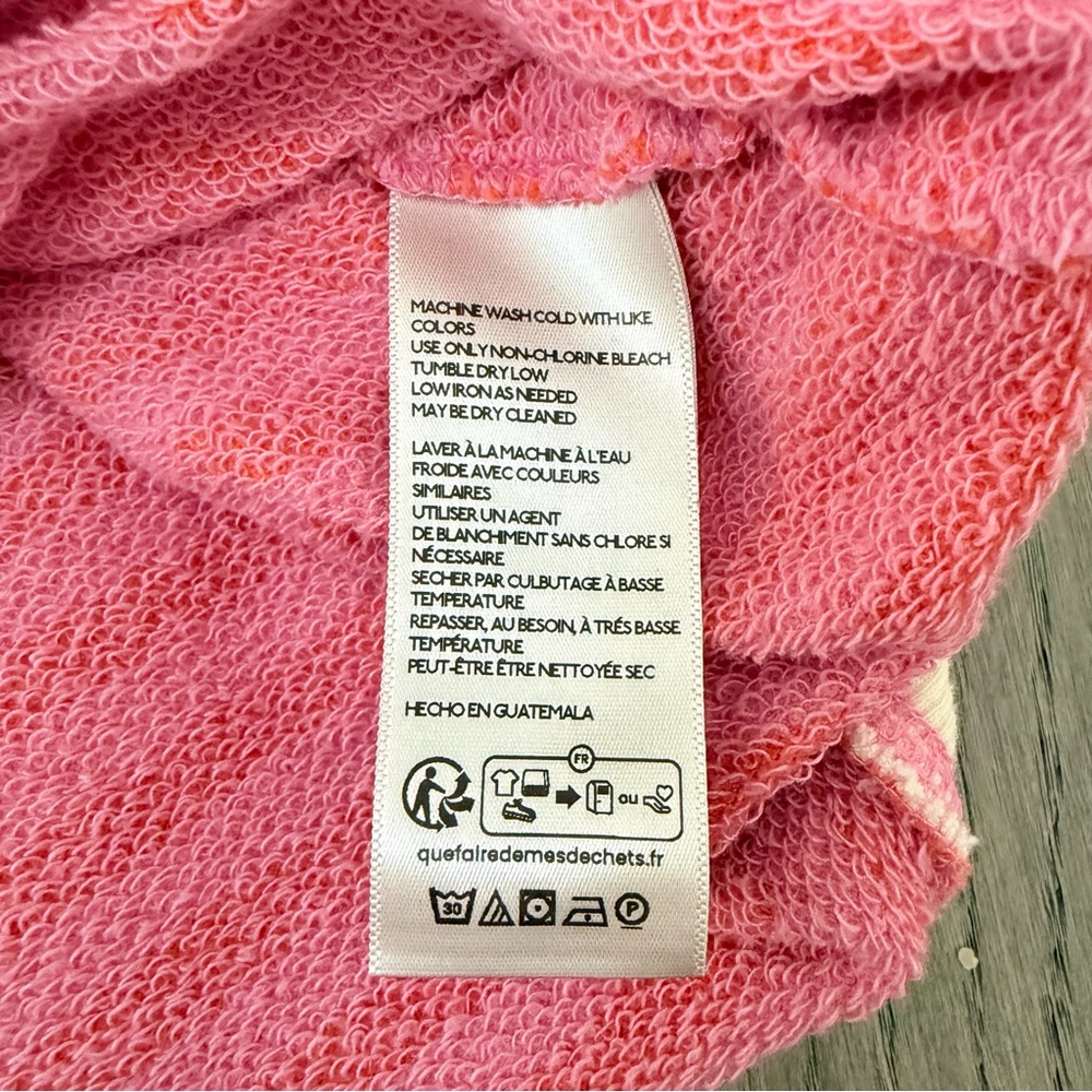 Free People We The Free Oversized Crew Neck Stripe Sweatshirt Papaya Pink Orange - Picture 10 of 10